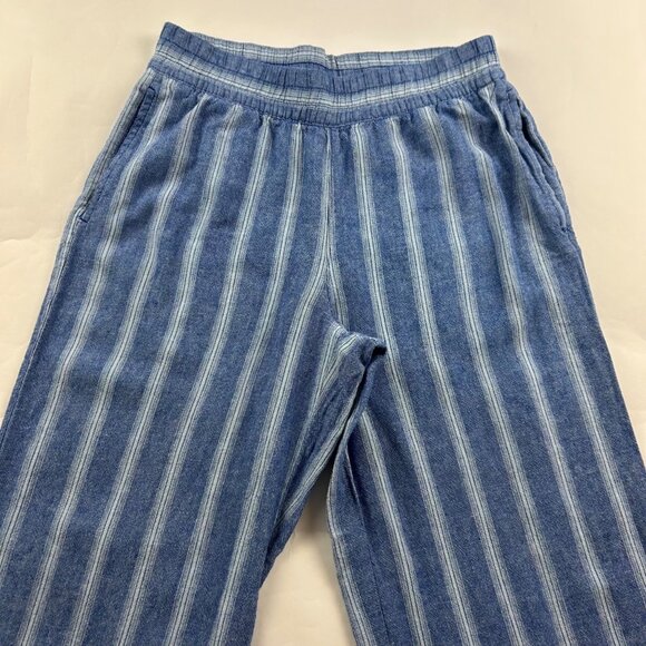 Old Navy Bright Blue Striped Linen Blend High Rise Wide Leg Lounge Pant S - Picture 2 of 8
